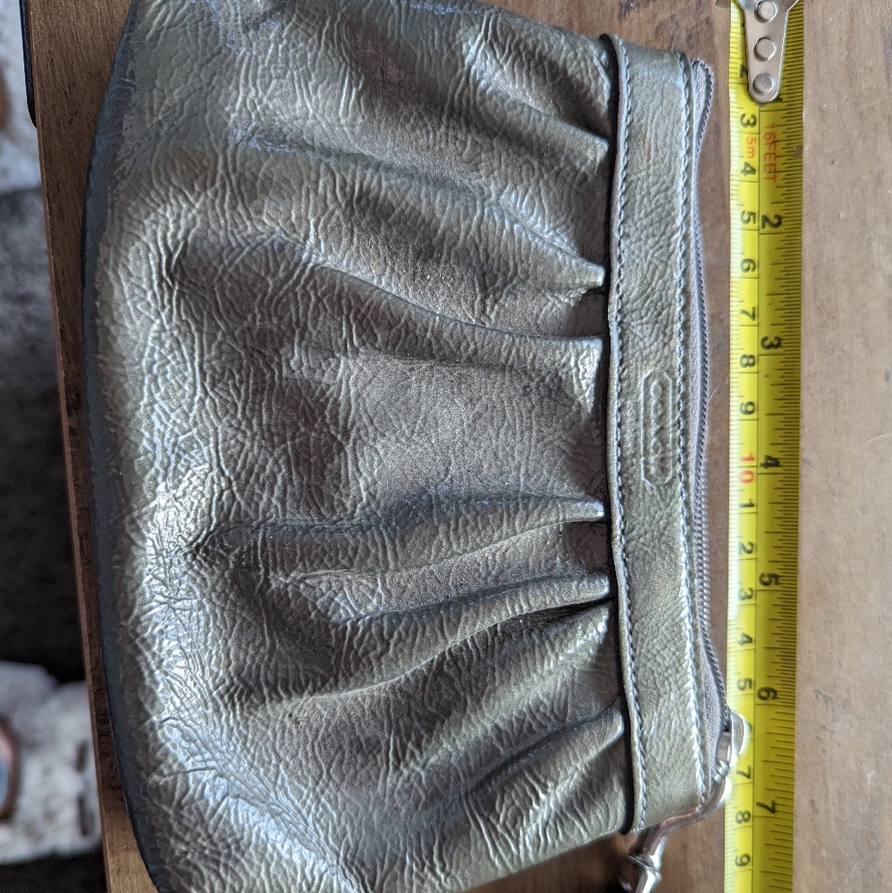 Coach wristlet pewter patent like leather